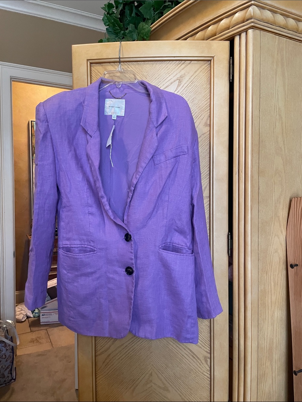 Ronny kobo purple linen blazer size xs